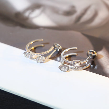 [OAK JURI]CREOLES MY TWIN 2 RANGS SILVER DIAMOND EARRINGS