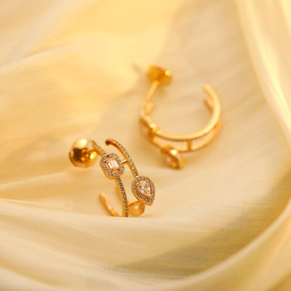 [OAK JURI]CREOLES MY TWIN 2 RANGS SILVER DIAMOND EARRINGS