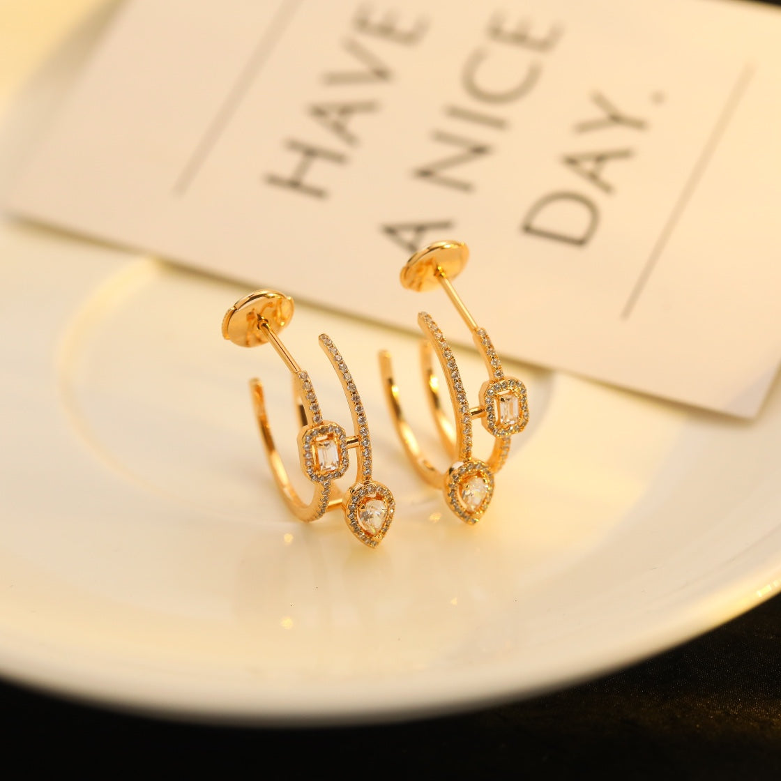 [OAK JURI]CREOLES MY TWIN 2 RANGS SILVER DIAMOND EARRINGS