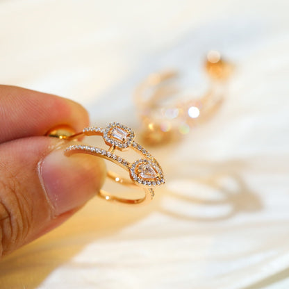 [OAK JURI]CREOLES MY TWIN 2 RANGS SILVER DIAMOND EARRINGS