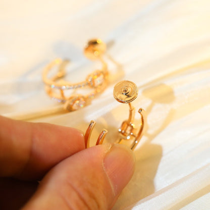[OAK JURI]CREOLES MY TWIN 2 RANGS SILVER DIAMOND EARRINGS