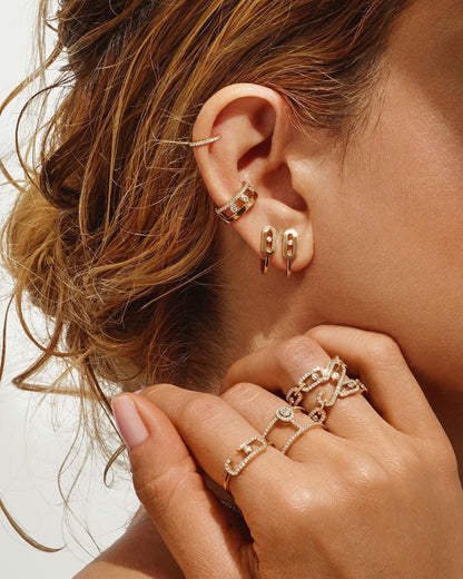 [OAK JURI]CREOLES MOVE UNO MINI 1 DIAMOND EARRINGS