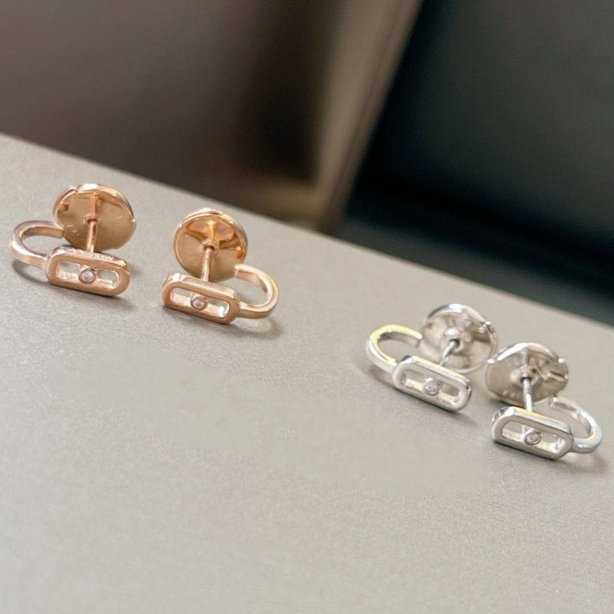 [OAK JURI]CREOLES MOVE UNO MINI 1 DIAMOND EARRINGS