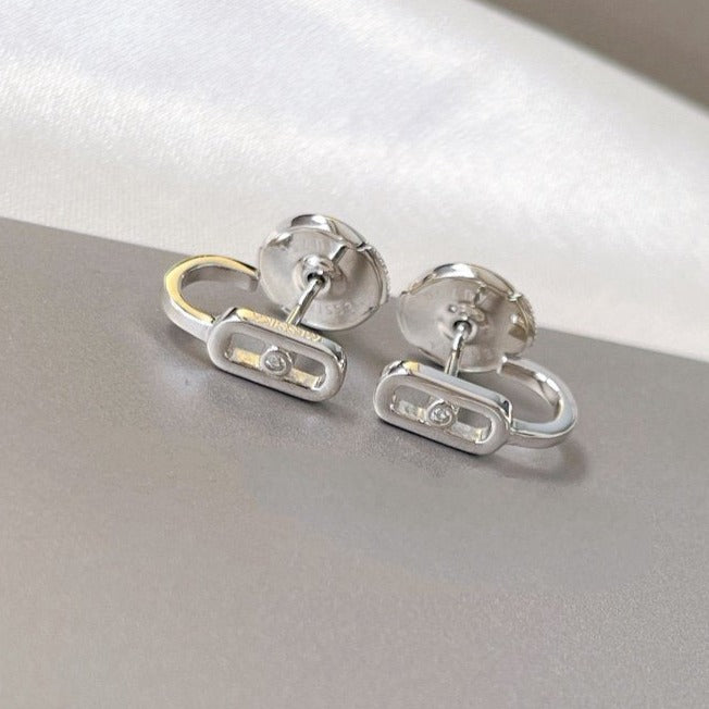 [OAK JURI]CREOLES MOVE UNO MINI 1 DIAMOND EARRINGS