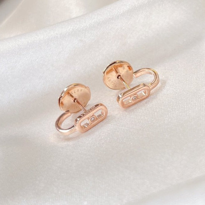 [OAK JURI]CREOLES MOVE UNO MINI 1 DIAMOND EARRINGS