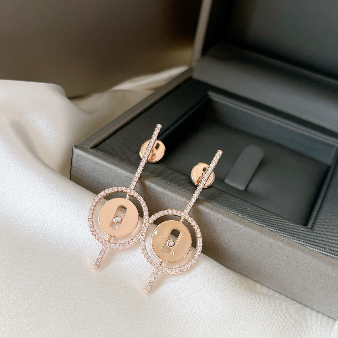 [OAK JURI]LUCKY MOVE ARROW PINK GOLD DIAMOND EARRINGS