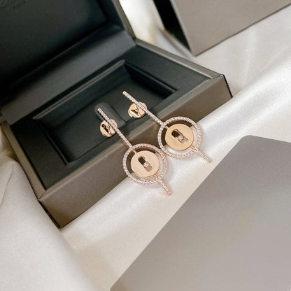 [OAK JURI]LUCKY MOVE ARROW PINK GOLD DIAMOND EARRINGS