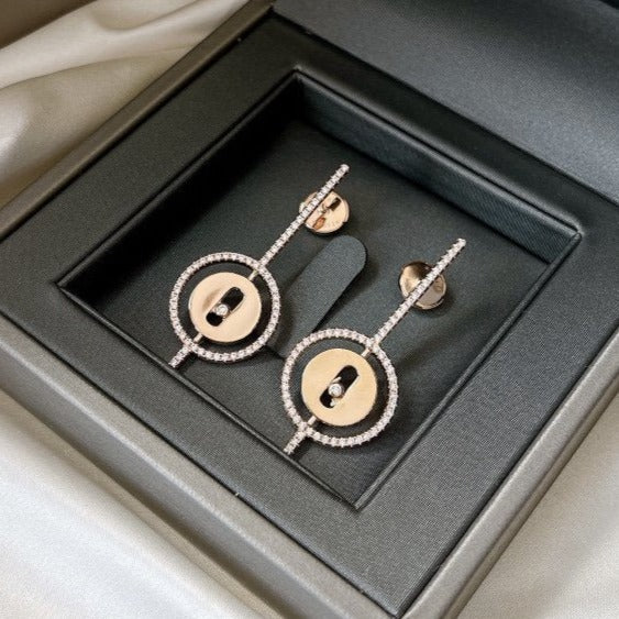[OAK JURI]LUCKY MOVE ARROW PINK GOLD DIAMOND EARRINGS