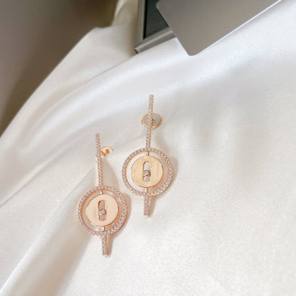 [OAK JURI]LUCKY MOVE ARROW PINK GOLD DIAMOND EARRINGS