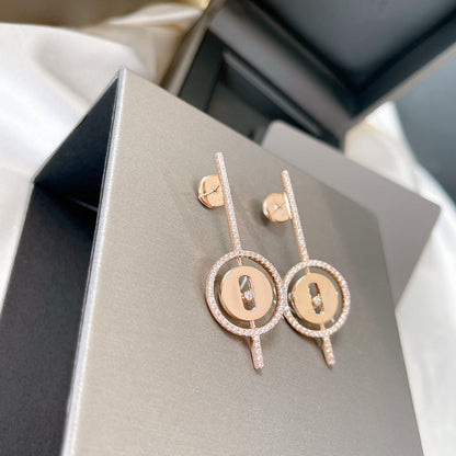 [OAK JURI]LUCKY MOVE ARROW PINK GOLD DIAMOND EARRINGS
