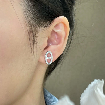 [OAK JURI]HM FULL DIAMOND PIG NOSE STUD EARRINGS