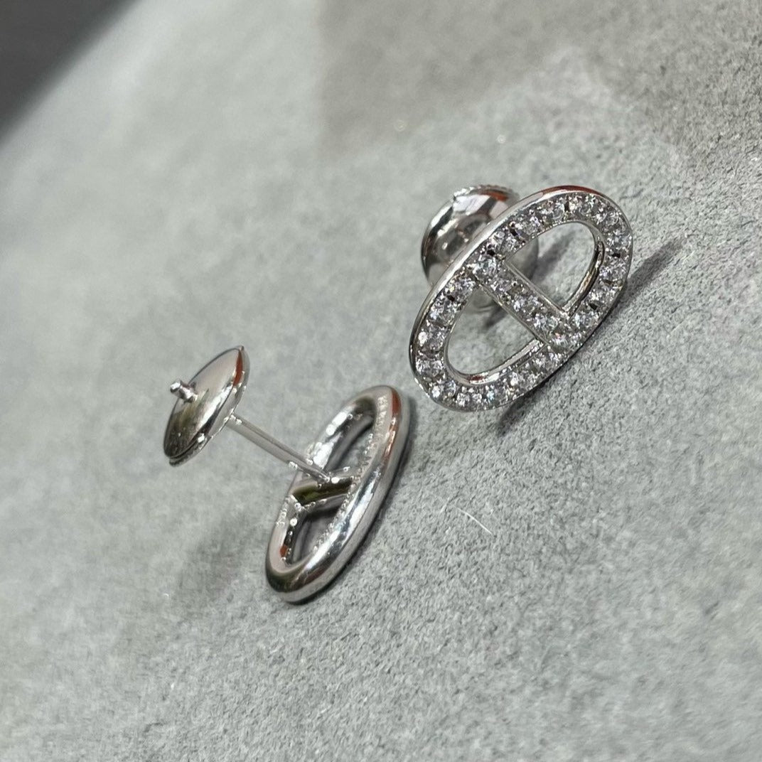 [OAK JURI]HM FULL DIAMOND PIG NOSE STUD EARRINGS