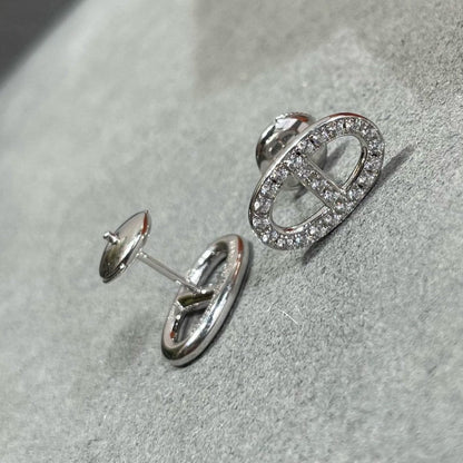 [OAK JURI]HM FULL DIAMOND PIG NOSE STUD EARRINGS