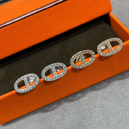 [OAK JURI]HM FULL DIAMOND PIG NOSE STUD EARRINGS