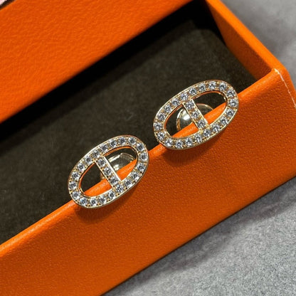 [OAK JURI]HM FULL DIAMOND PIG NOSE STUD EARRINGS