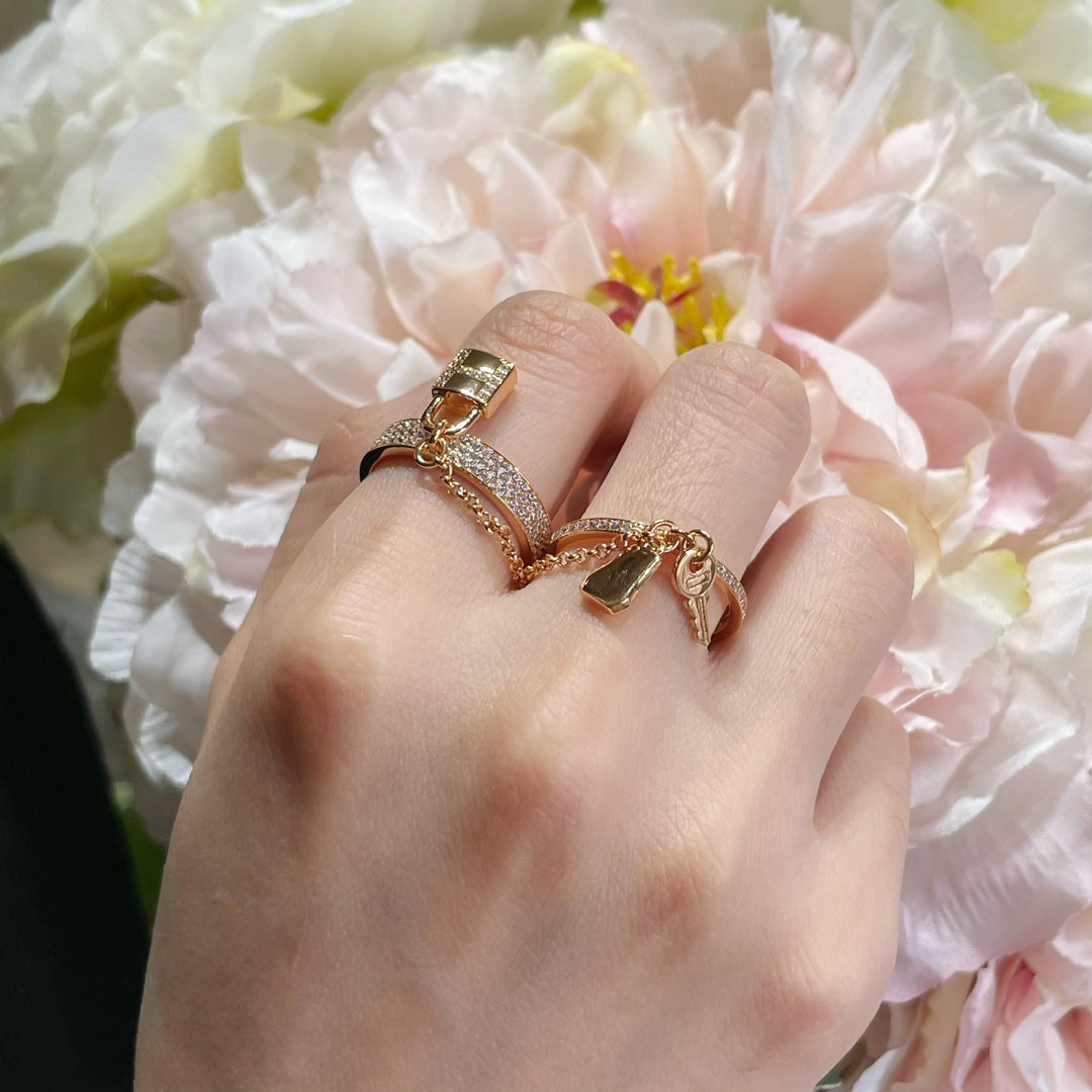 [OAK JURI]HM KELLY CLOCHETTE DOUBLE RING IN  WITH DIAMONDS