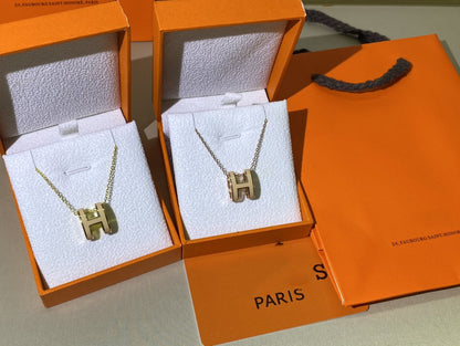 [OAK JURI]HM CLIC YELLOW ENAMEL GOLD NECKLACE