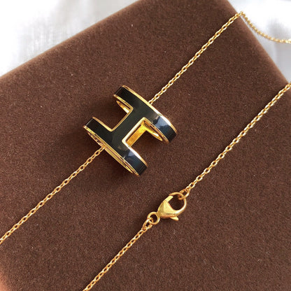 [OAK JURI]HM CLIC BLACK ENAMEL GOLD NECKLACE