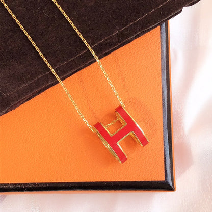 [OAK JURI]HM CLIC RED ENAMEL GOLD NECKLACE