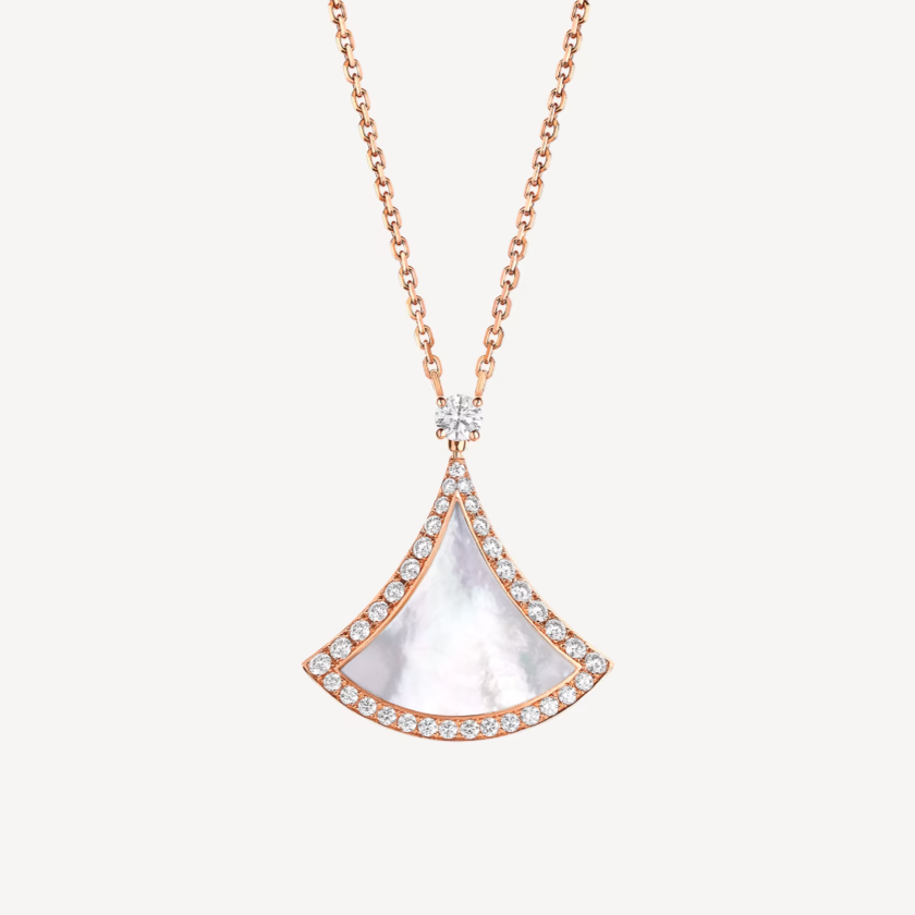 [OAK JURI]DREAM MOP DIAMOND PAVED PINK GOLD NECKLACE