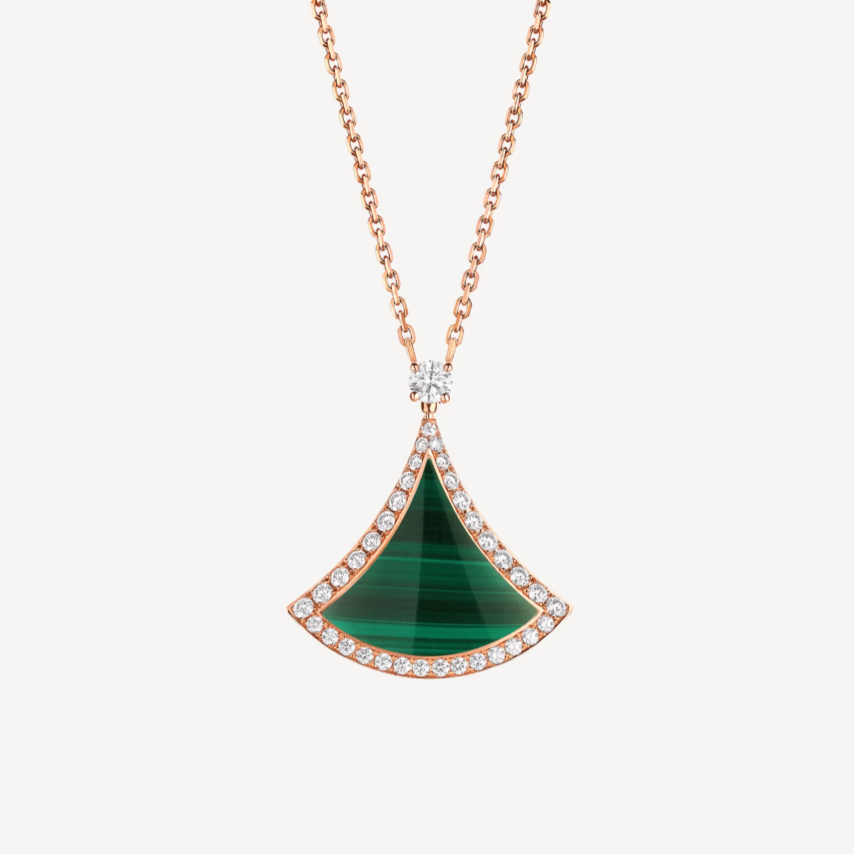 [OAK JURI]DREAM MALACHITE DIAMOND PAVED PINK GOLD NECKLACE