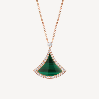 [OAK JURI]DREAM MALACHITE DIAMOND PAVED PINK GOLD NECKLACE