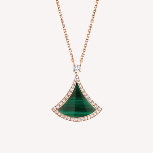 [OAK JURI]DREAM MALACHITE DIAMOND PAVED PINK GOLD NECKLACE