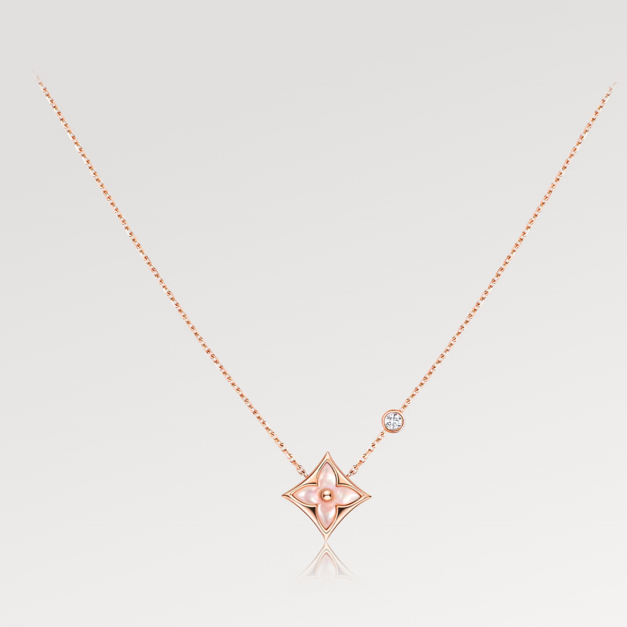 [OAK JURI]STAR PINK MOP 1 DIAMOND PINK GOLD NECKLACE