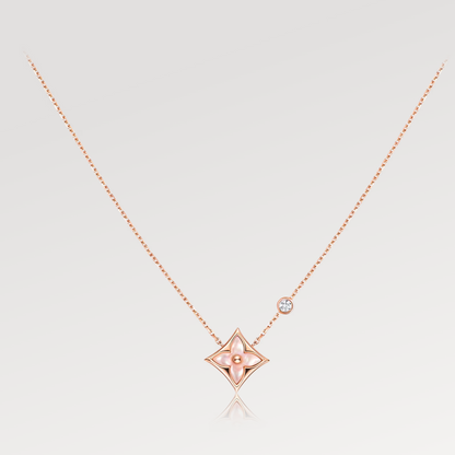 [OAK JURI]STAR PINK MOP 1 DIAMOND PINK GOLD NECKLACE