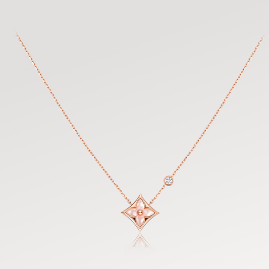 [OAK JURI]STAR PINK MOP 1 DIAMOND PINK GOLD NECKLACE