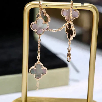 [OAK JURI] CLOVER 5 MOTIF GRAY MOP BRACELET COLLECTION