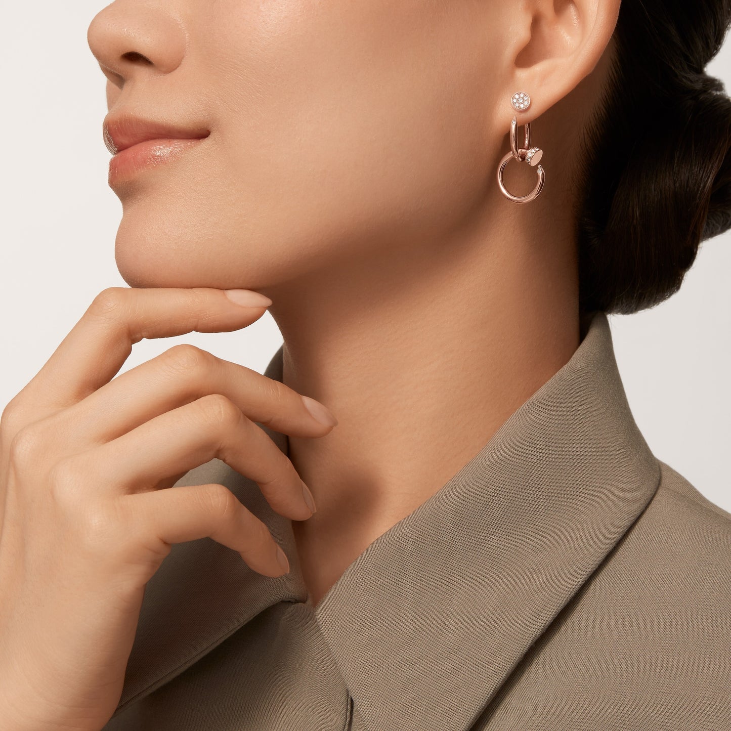 [OAK JURI]JUSTE HALF DIAMOND DOUBLE EARRINGS