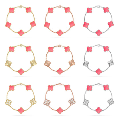 [OAK JURI] CLOVER 5 MOTIFS  PINK MOP BRACELET COLLECTION