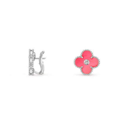 [OAK JURI]CLOVER SILVER 15MM MOP DIAMOND EARRINGS COLLECTION