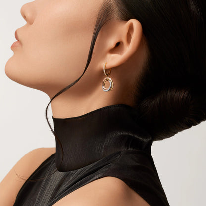 [OAK JURI]TRINITY HALF DIAMOND  EARRINGS