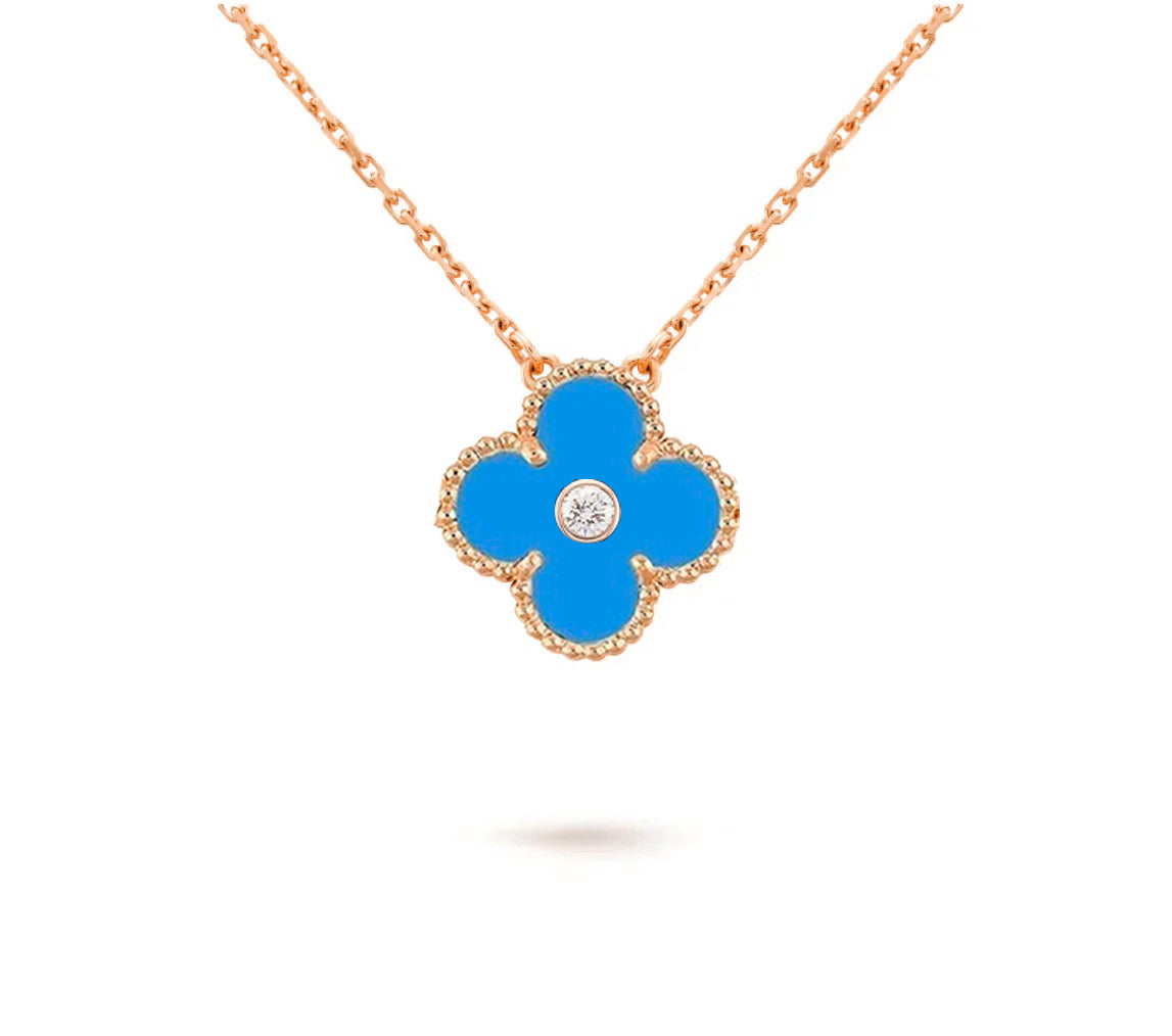 [OAK JURI]CLOVER 15MM DIAMOND SINGLE FLOWER NECKLACE COLLECTION