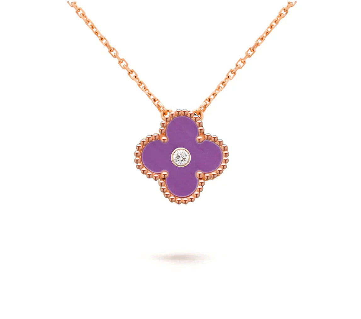 [OAK JURI]CLOVER 15MM DIAMOND SINGLE FLOWER NECKLACE COLLECTION