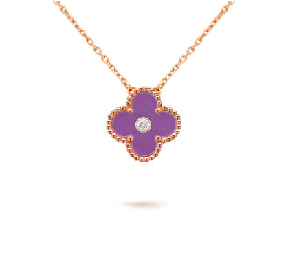 [OAK JURI]CLOVER 15MM DIAMOND SINGLE FLOWER NECKLACE COLLECTION
