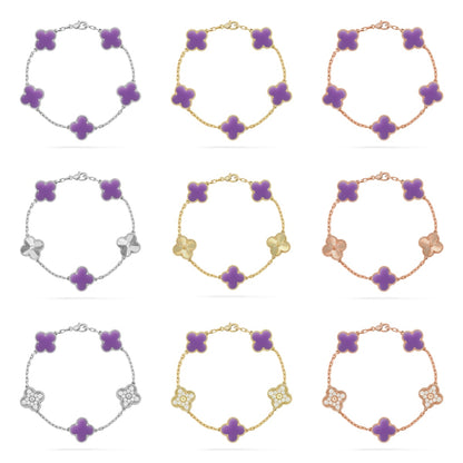 [OAK JURI]CLOVER 5 MOTIF LIGHT PURPLE BRACELET COLLECTION