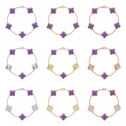 [OAK JURI]CLOVER 5 MOTIF LIGHT PURPLE BRACELET COLLECTION