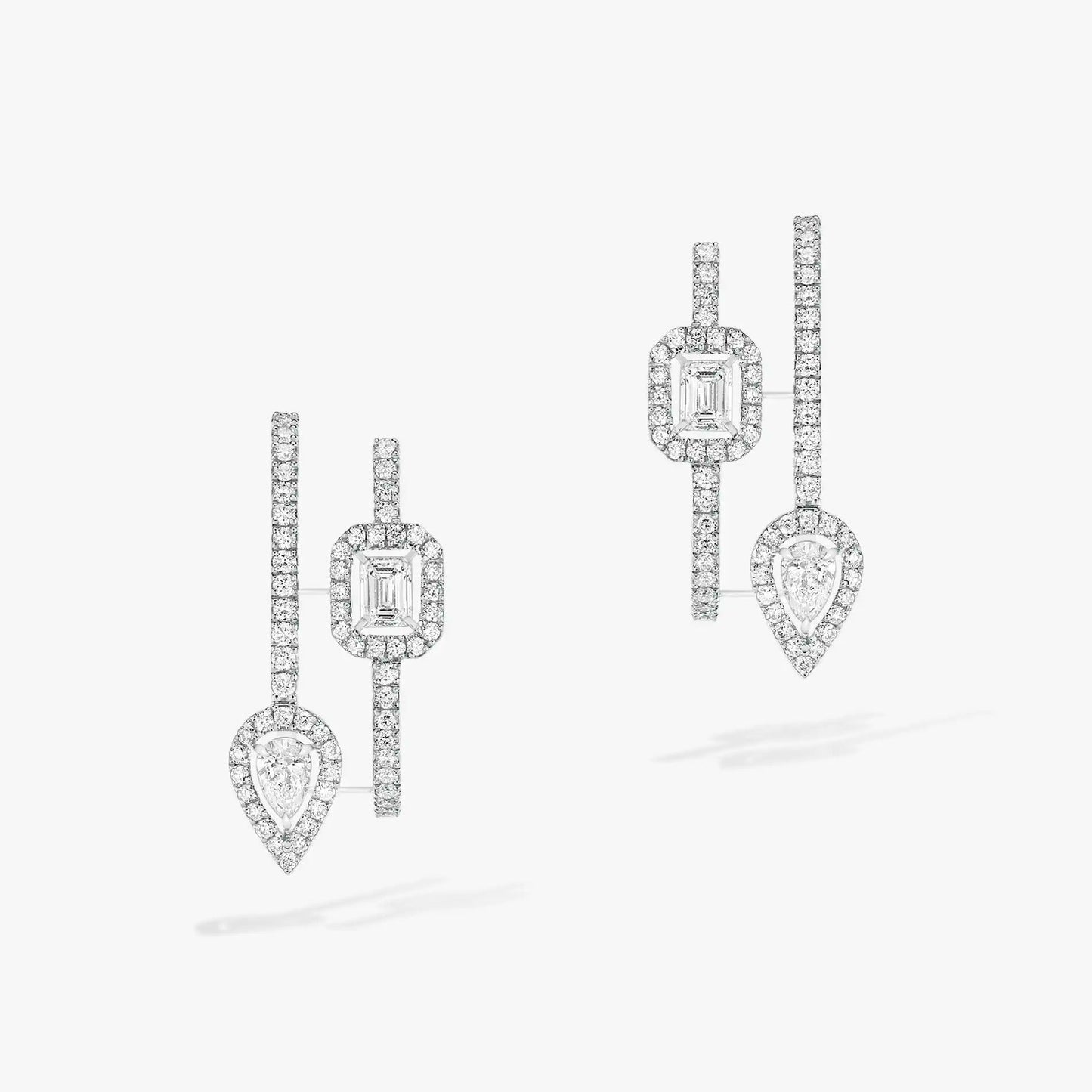 [OAK JURI]CREOLES MY TWIN 2 RANGS SILVER DIAMOND EARRINGS