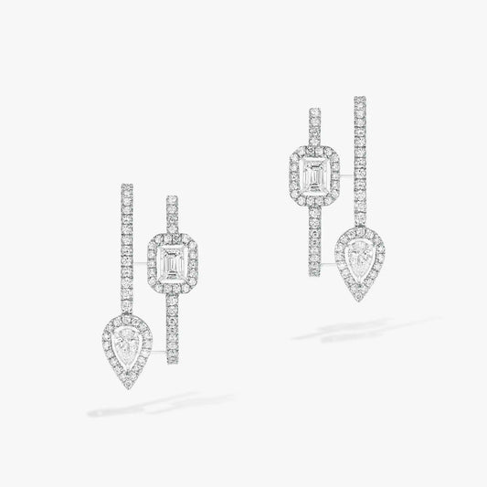 [OAK JURI]CREOLES MY TWIN 2 RANGS SILVER DIAMOND EARRINGS