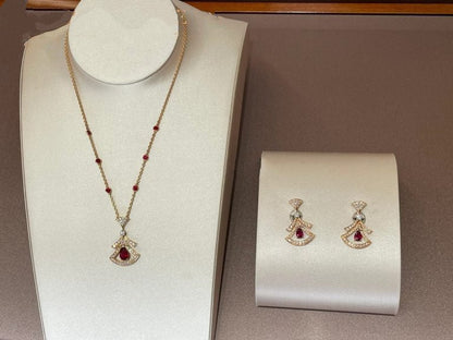 [OAK JURI]DREAM NECKLACE CARNELIAN DIAMOND PINK GOLD
