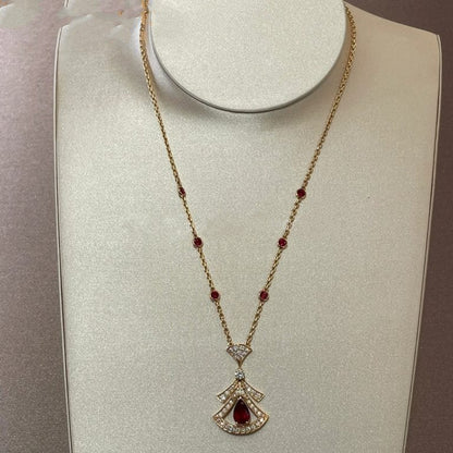 [OAK JURI]DREAM NECKLACE CARNELIAN DIAMOND PINK GOLD