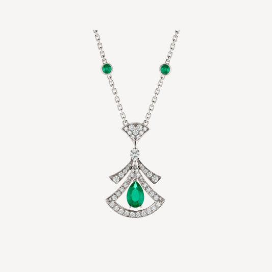 [OAK JURI]DREAM NECKLACE MALACHITE DIAMOND SILVER