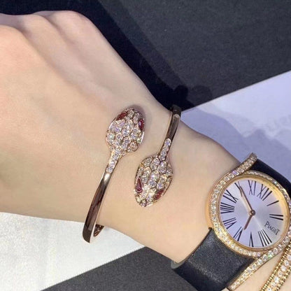 [OAK JURI]SERPENTI BRACELET PINK GOLD DIAMOND DOUBLE SNAKE