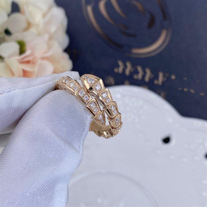 [OAK JURI]SERPENTI RING PINK GOLD DIAMOND PAVED 4MM