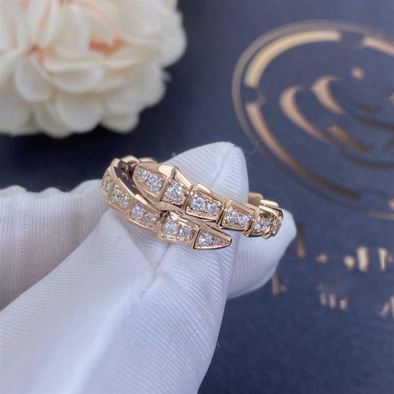 [OAK JURI]SERPENTI RING PINK GOLD DIAMOND PAVED 4MM