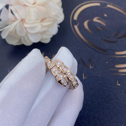 [OAK JURI]SERPENTI RING PINK GOLD DIAMOND PAVED 4MM