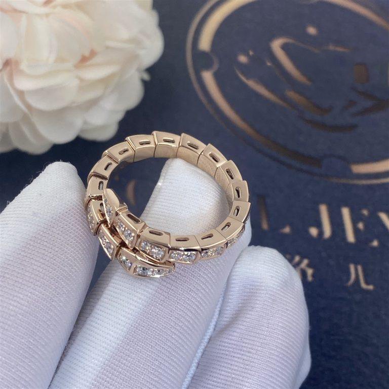 [OAK JURI]SERPENTI RING PINK GOLD DIAMOND PAVED 4MM